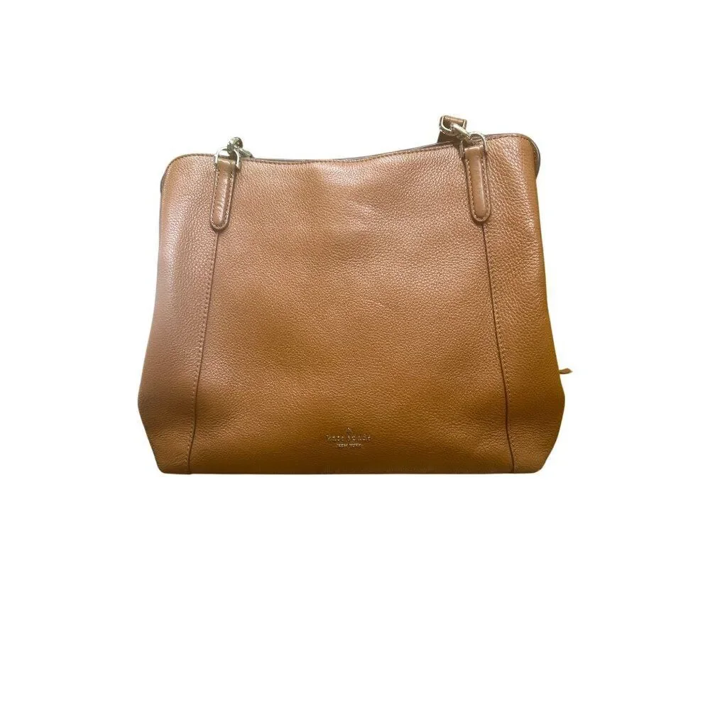 Kate Spade New York Leila Brown Leather Shoulder Bag With Gold Accents
